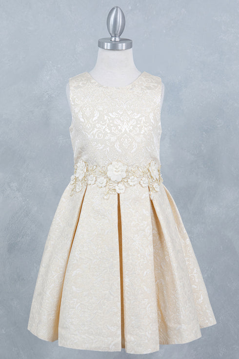 Girls Elegant Floral Jaquard Dress 2-12